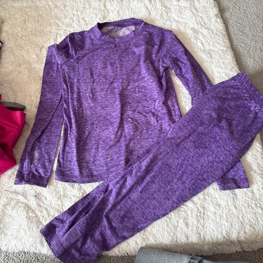 Girls size 4/5 Athletic works purple base layer set